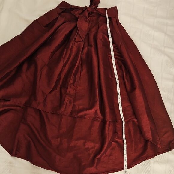 Revamped Burgundy Maxi High Low Skirt with Tie Front - Picture 8 of 16